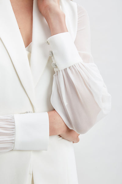 Chiffon Sleeve Jewel Button Blazer Image 5