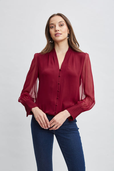 Silk Blouson Button Shirt Image 1