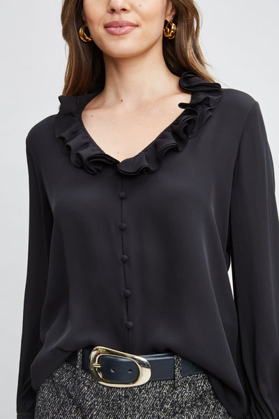 Silk Ruffle Neck Shirt Image 4