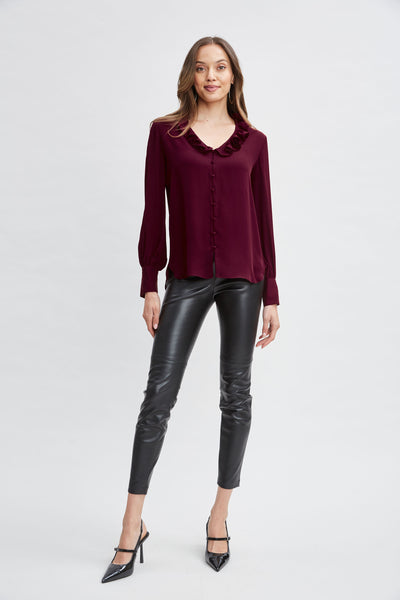 Silk Ruffle Neck Shirt Image 2