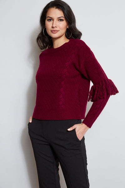 Cable Knit Fringe Sweater Image 4