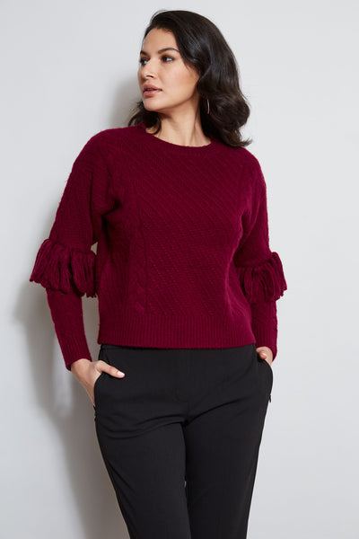 Cable Knit Fringe Sweater Image 3