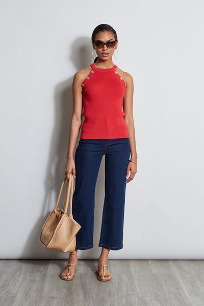 Halter Button Rib Tank Image 2