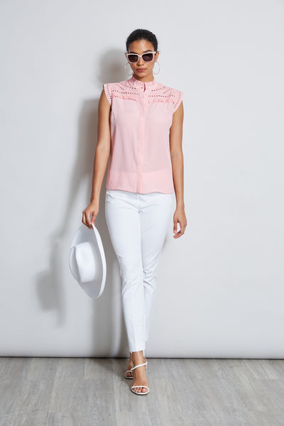 Embroidered Sleeveless Shirt Image 2