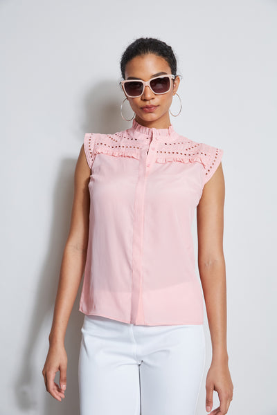 Embroidered Sleeveless Shirt Image 3