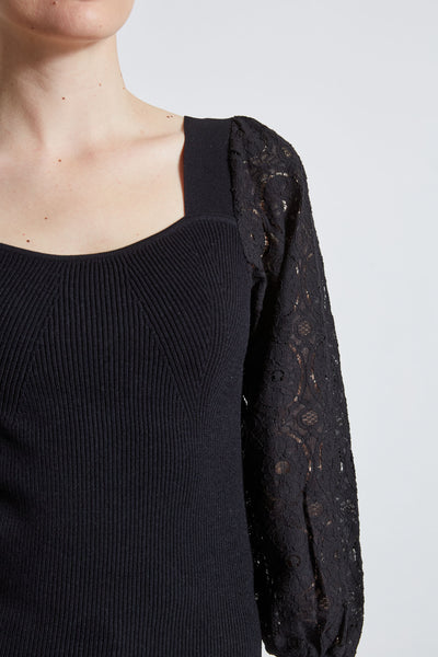 Contour Neck Lace Sleeve Sweater Image 5