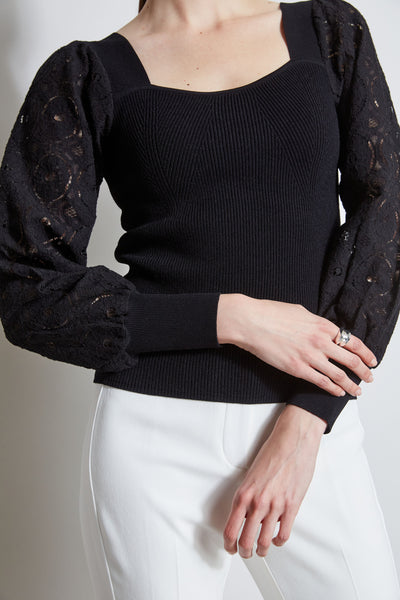 Contour Neck Lace Sleeve Sweater Image 4
