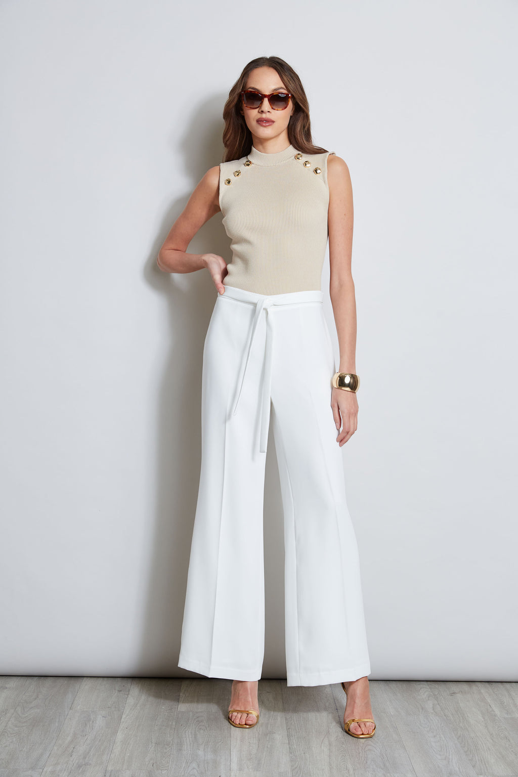 T-shirt And High Waist Cropped Suit Pants Two-piece – Nowachic
