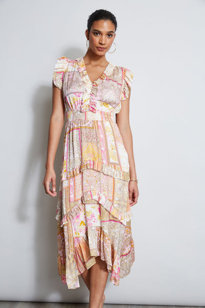 Patchwork Print Midi Dress Image 3
