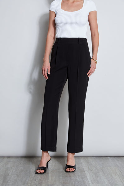 Pleated Straight Leg Pull On Pant Image 3