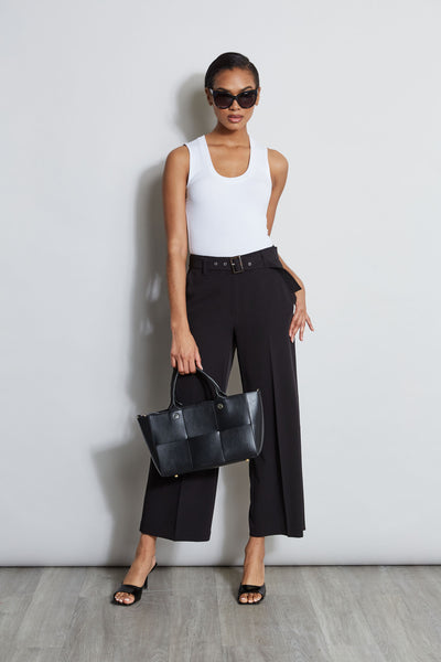 Wide Leg Cropped Belted Pant Image 2