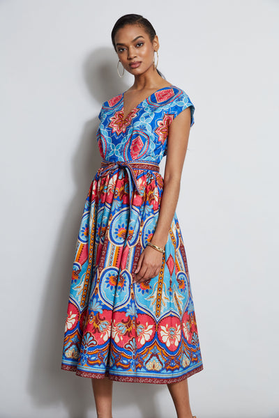 Tapestry Floral Cotton Midi Dress Image 2