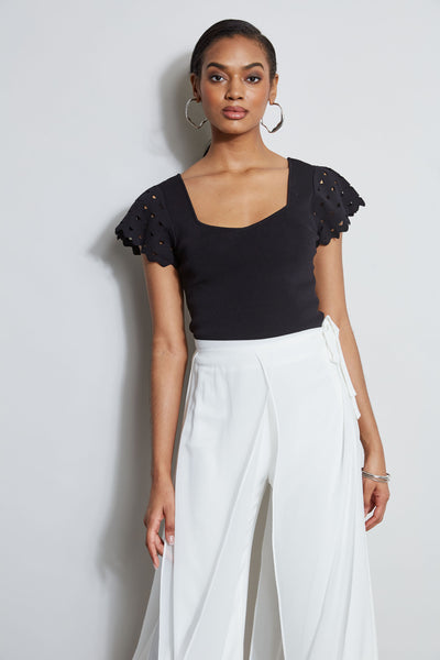 Cut Out Flutter Sleeve Sweater Image 1