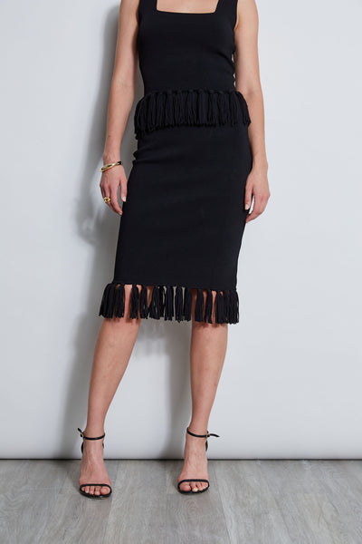 Fringe Hem Knit Skirt Image 1