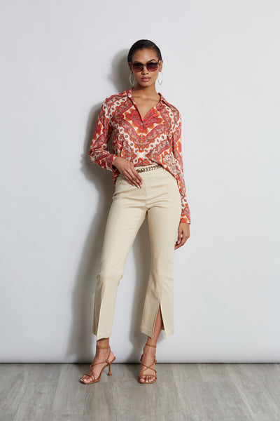 Silk Tile Print Button Down Shirt Image 3