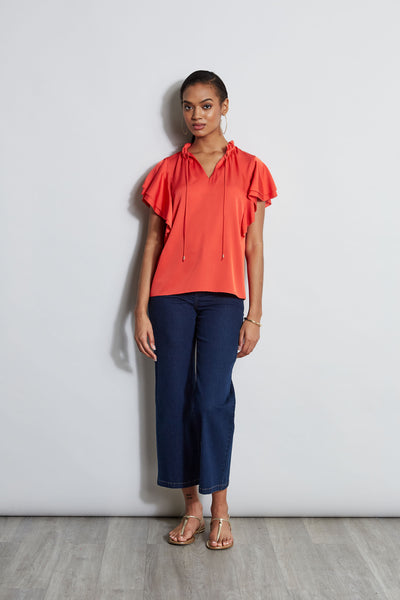 Silk Flutter Sleeve Tie Shirt Image 4