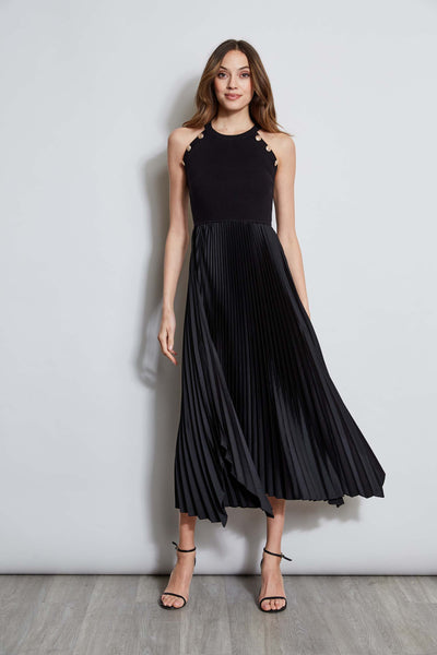 Pleated Halter Midi Dress Image 4