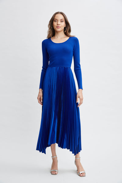 Long Sleeve Knit Pleated Dress Image 1