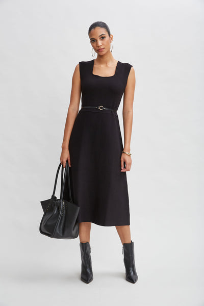 Square Neck Belted Sweater Dress Image 3