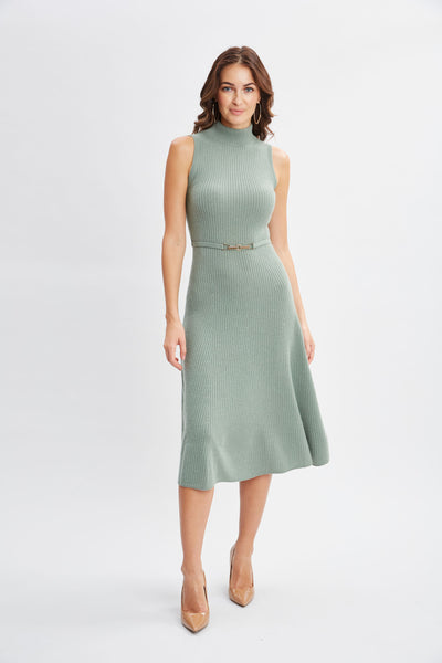 Sleeveless Cashmere Belted Dress Image 3