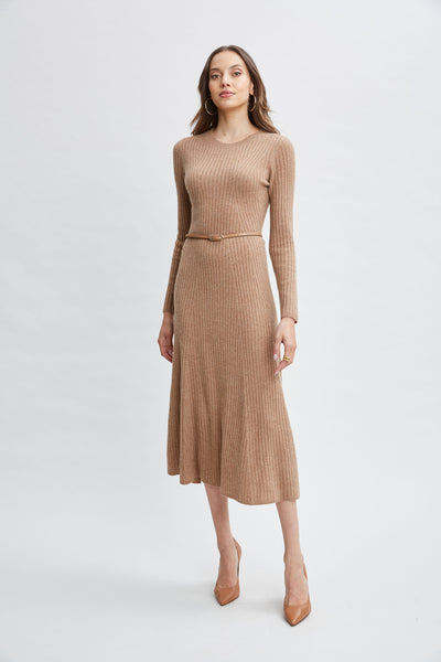 Cashmere Long Sleeve Belted Dress Image 3