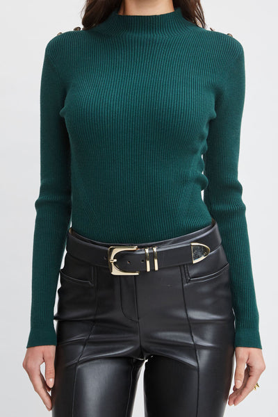 Mock Neck Button Sweater Image 4