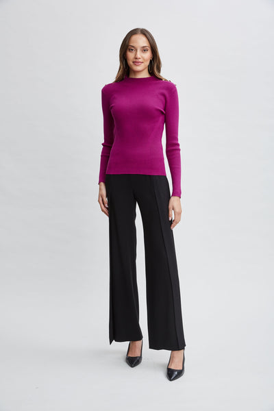 Mock Neck Button Sweater Image 2