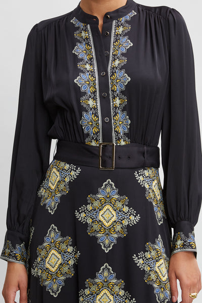 Silk Geometric Midi Dress Image 5