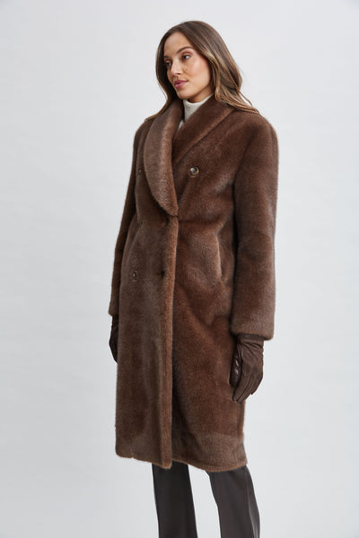 Vegan Fur Double Breasted Coat Image 4