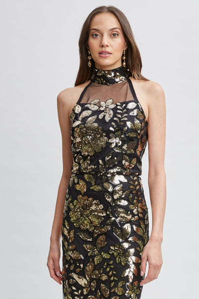 Floral Sequin Halter Top Image 1