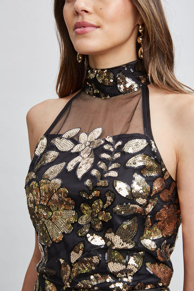 Floral Sequin Halter Top Image 4