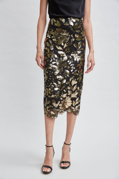 Floral Sequin Midi Skirt Image 3