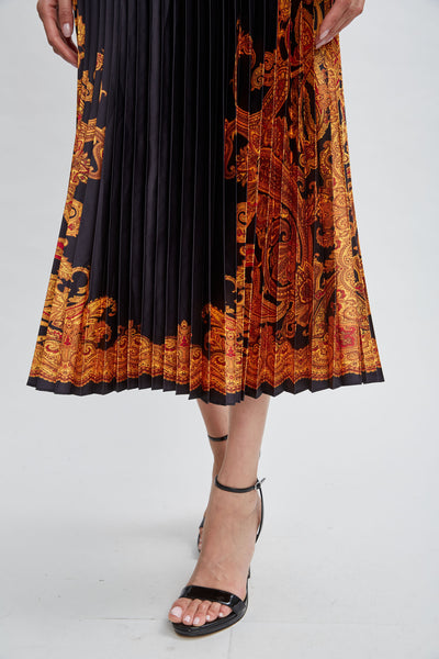 Paisley Pleated Midi Dress Image 6