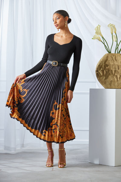 Paisley Pleated Midi Dress Image 3