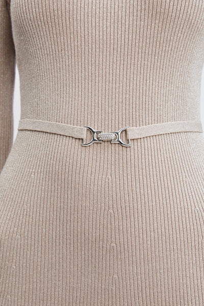 Metallic Belted Sweater Dress Image 4