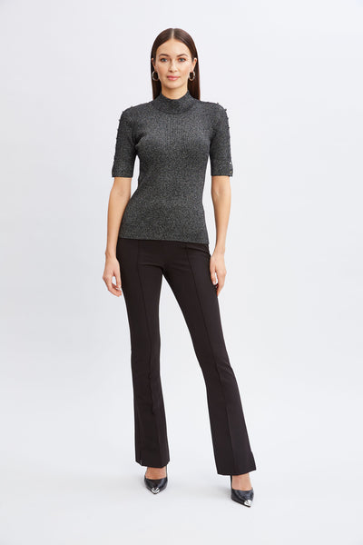 Metallic Mock Neck Short Sleeve Sweater Image 2