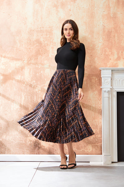 Mixed Media Chain Pleated Dress Image 4