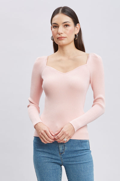 Contour Neck Rib Sweater Image 1