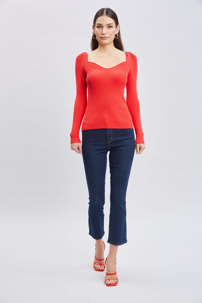 Contour Neck Rib Sweater Image 2