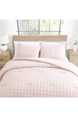 Tahari Grid Seersucker 3-Piece Cotton Comforter, King