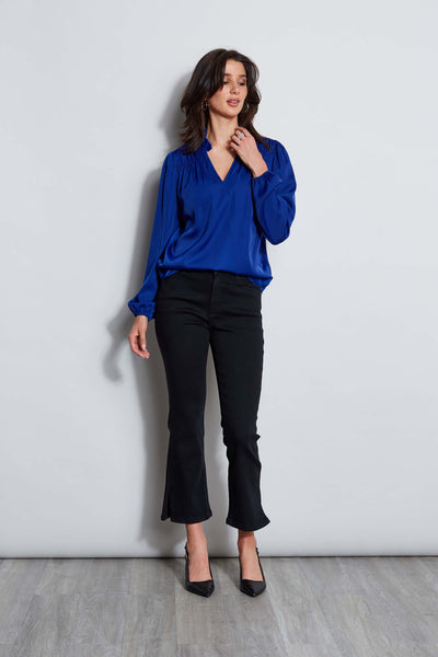 T-Tahari V-Neck Satin Blouson Shirt Image 2