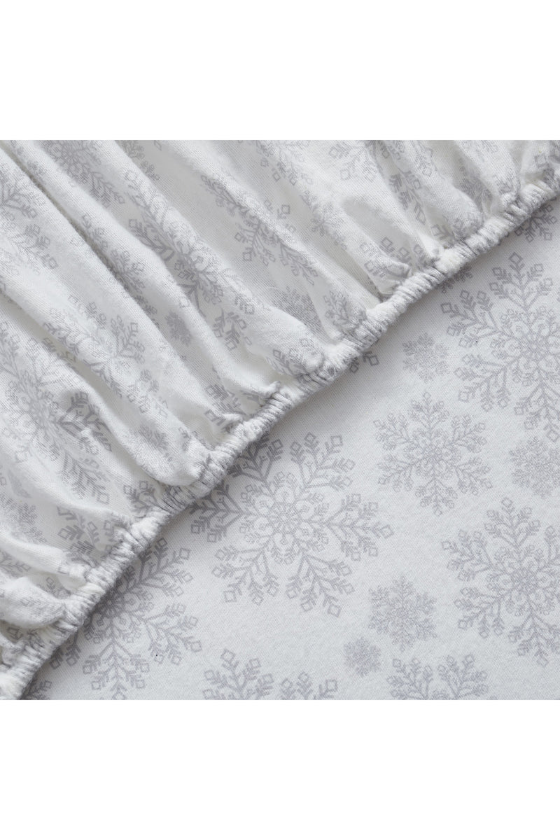 Tahari Snowflake Cotton Flannel 4 Piece Sheet Set, Full