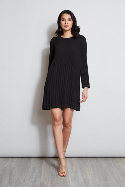 T-Tahari Pleated Chiffon Shift Dress