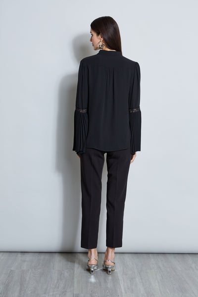 T-Tahari Pleated Lace Sleeve Shirt Image 5