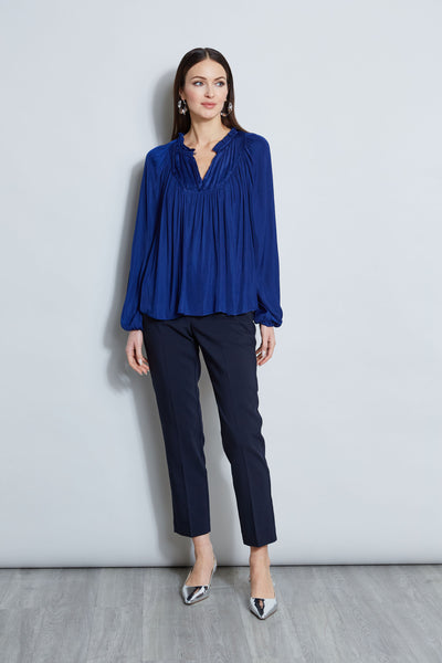 T-Tahari Pleated Blouson Shirt Image 2