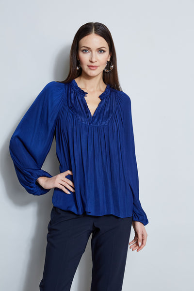 T-Tahari Pleated Blouson Shirt Image 1
