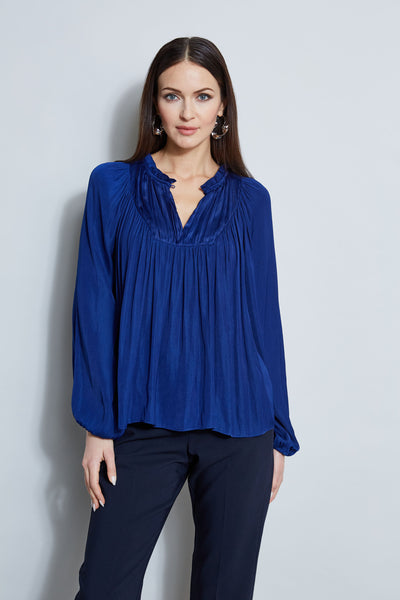 T-Tahari Pleated Blouson Shirt Image 3