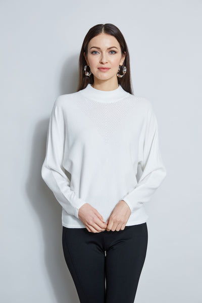 T-Tahari Perforated Mock Neck Sweater Image 1