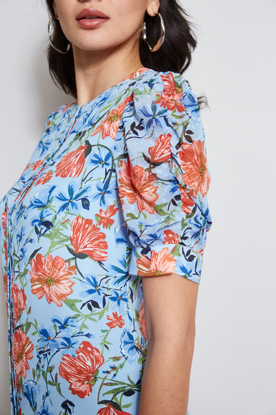 T-Tahari Garden Floral Puff Sleeve Shirt Image 4