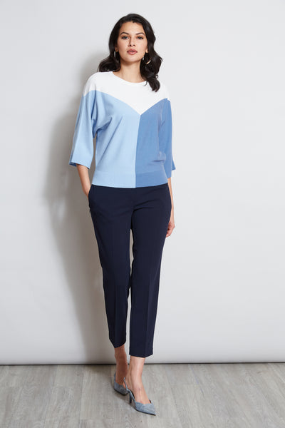 T-Tahari Short Sleeve Color Blocked Sweater Image 2